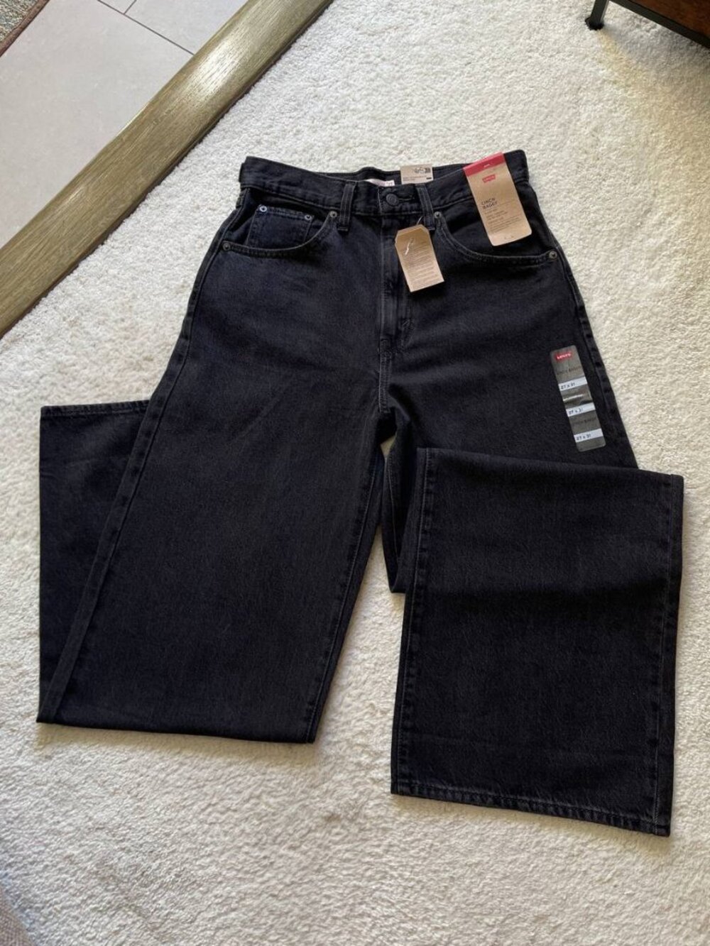 NWT Levi's Cinch Baggy High Rise Black Wash Women's Jeans Size 27/31